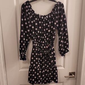 Polka Dot Black and Gray Dress